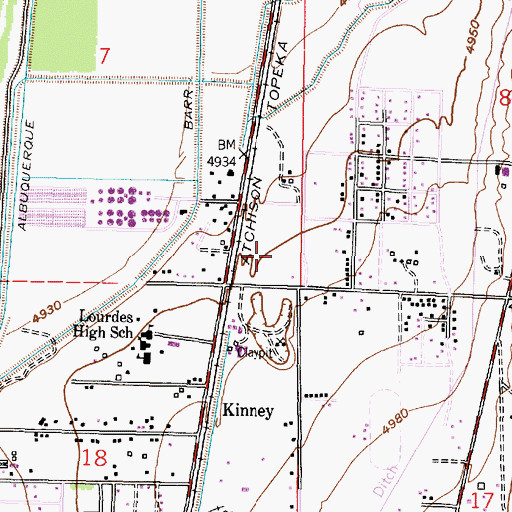 Topographic Map of Mountain View Park, NM