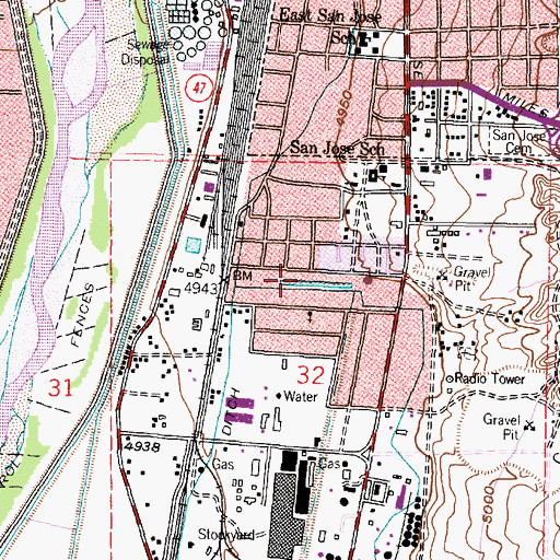 Topographic Map of South San Jose Park, NM
