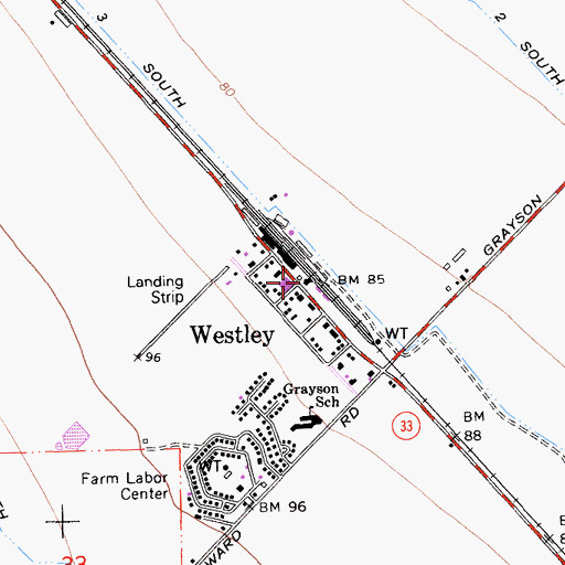 Topographic Map of Westley, CA