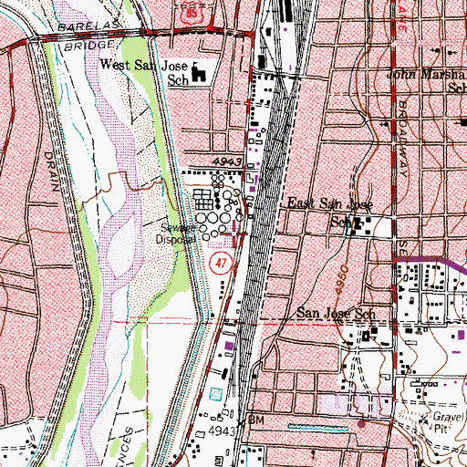 Topographic Map of Barelas Railroad Park, NM