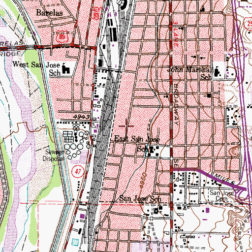 Topographic Map of East San Jose Park and Community Center, NM
