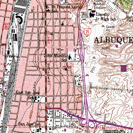 Topographic Map of Dennis Chavez Park, NM