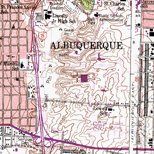 Topographic Map of University of New Mexico Arena, NM