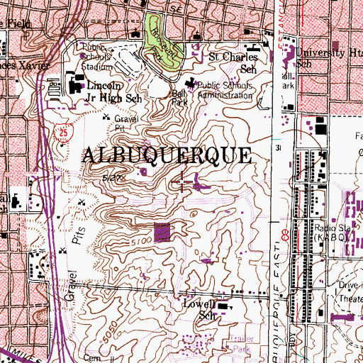 Topographic Map of Albuquerque Sports Stadium, NM
