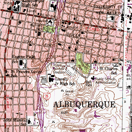 Topographic Map of Milne Stadium, NM