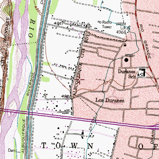 Topographic Map of Los Duranes Park, NM