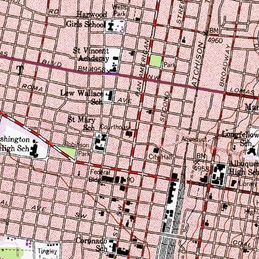Topographic Map of Civic Plaza, NM