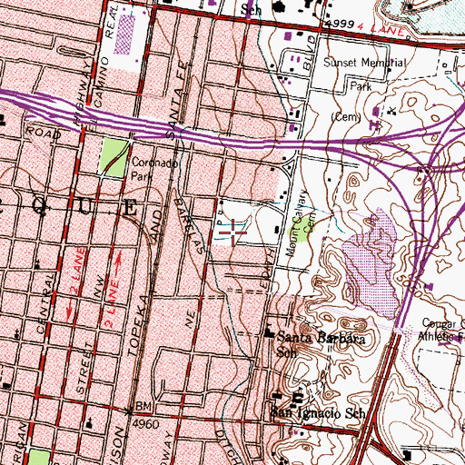Topographic Map of Martineztown-Santa Barbara Park, NM