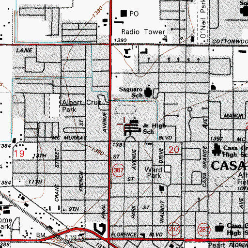 Topographic Map of North Junior High School, AZ