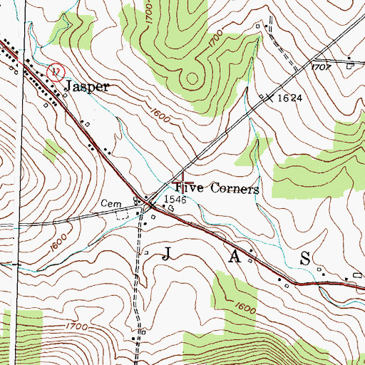 Topographic Map of Five Corners School (historical), NY