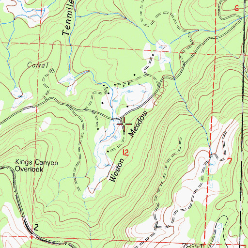 Topographic Map of Weston Meadow, CA