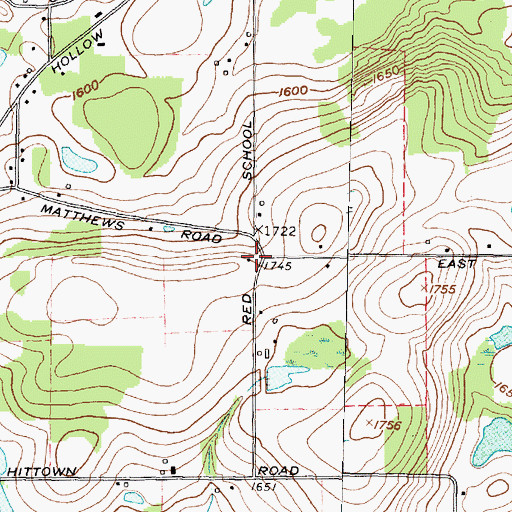 Topographic Map of Red School (historical), NY