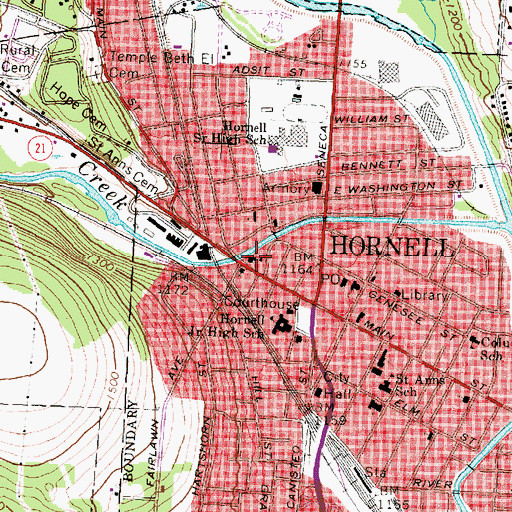 Topographic Map of Washington School (historical), NY