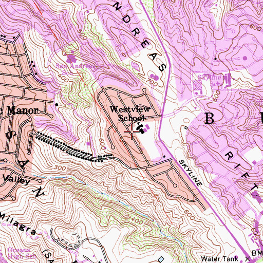 Topographic Map of Westview Elementary School, CA