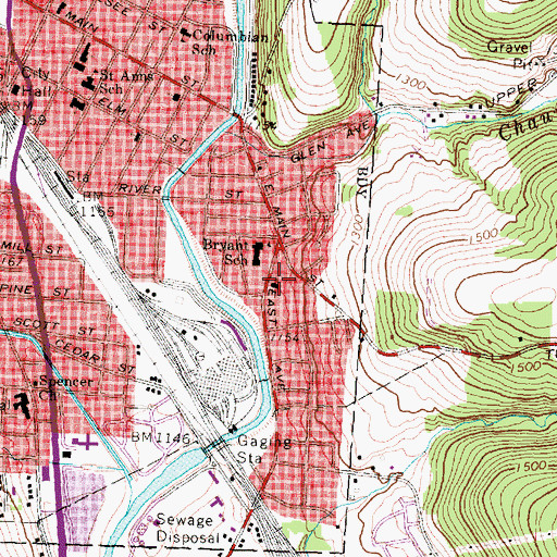 Topographic Map of East Avenue Methodist Church, NY