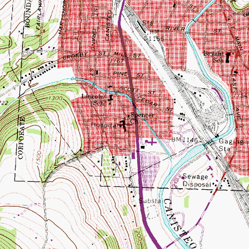 Topographic Map of Saint James Mercy Hospital, NY