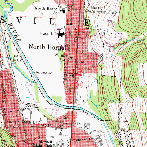 Topographic Map of Gladtidings Assembly of God Church, NY