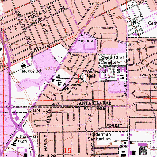 Topographic Map of Alvarez Park, CA