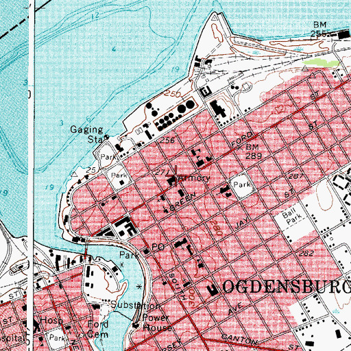 Topographic Map of Ogdensburg State Armory, NY