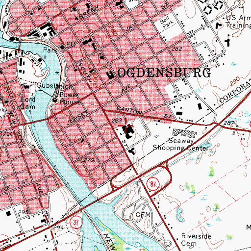 Topographic Map of George Hall Trade School, NY
