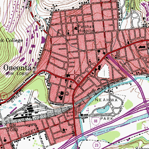 Topographic Map of Huntington Memorial Public Library, NY