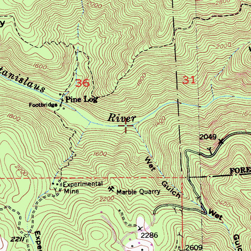 Topographic Map of Wet Gulch, CA