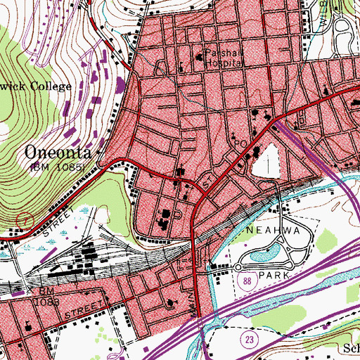Topographic Map of First Baptist Church, NY