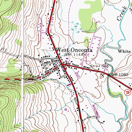 Topographic Map of West Oneonta Fire Department, NY