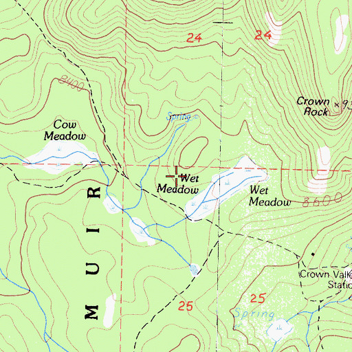 Topographic Map of Wet Meadow, CA