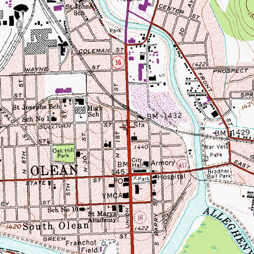 Topographic Map of Palace Theatre, NY