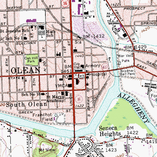 Topographic Map of First Baptist Church, NY