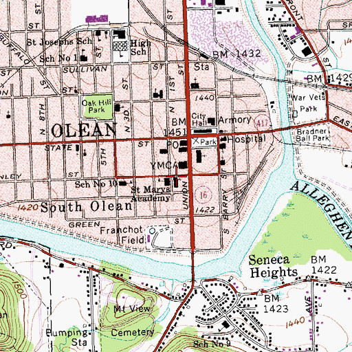 Topographic Map of Saint Marys of the Angels Roman Catholic Church, NY