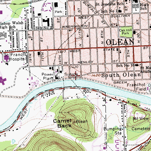 Topographic Map of Riverview Park, NY