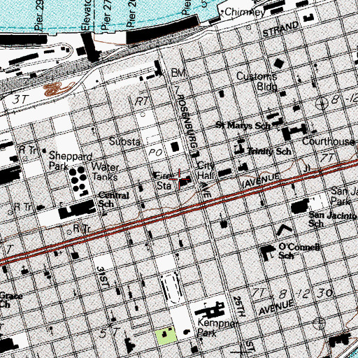 Topographic Map of Galveston Police Department, TX