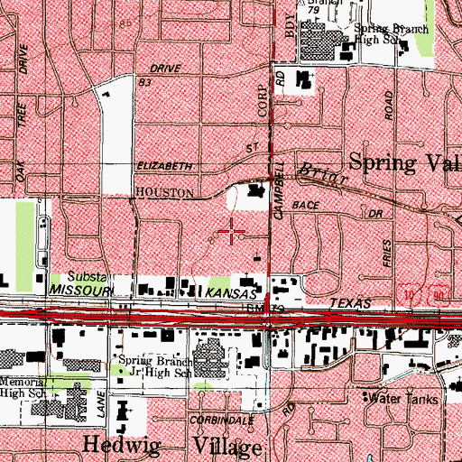 Topographic Map of Spring Valley Police Department, TX
