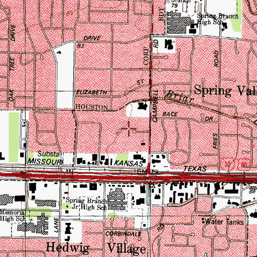Topographic Map of Spring Valley Police Department, TX