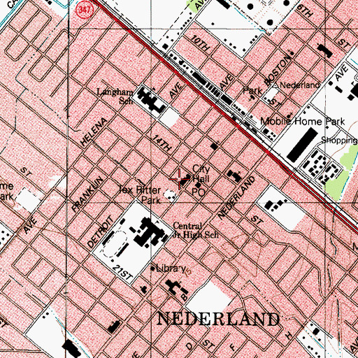 Topographic Map of Nederland Police Department, TX
