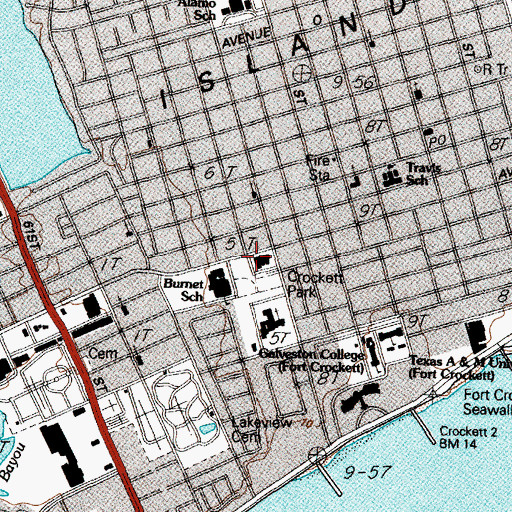 Topographic Map of Galveston Police Department, TX