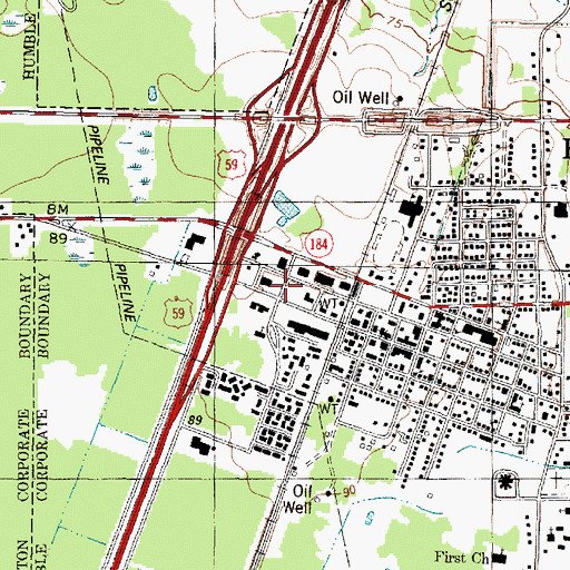 Topographic Map of Humble Police Department, TX
