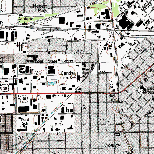 Topographic Map of Beaumont Police Activities League Office, TX