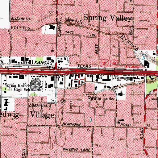 Topographic Map of Hedwig Village Police Department, TX