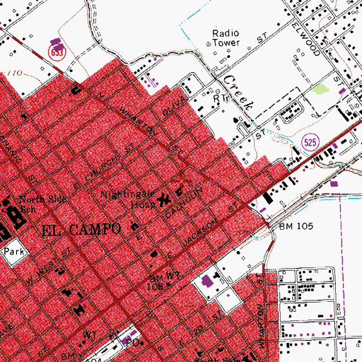 Topographic Map of Wharton County Sheriff's Office, TX