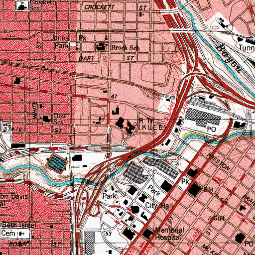 Topographic Map of Houston Police Department - Central Patrol Station, TX