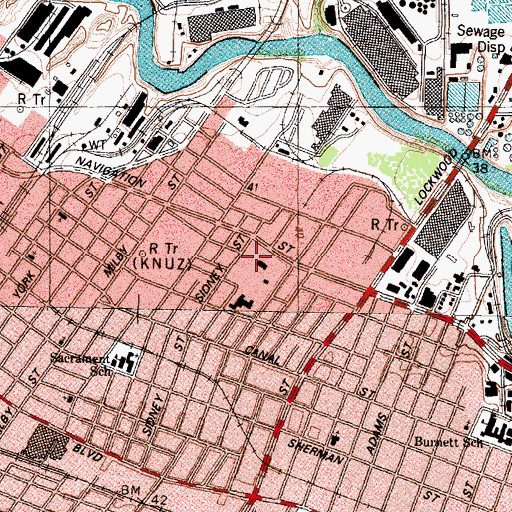 Topographic Map of Houston Police Department - Ripley House - Navigation, TX