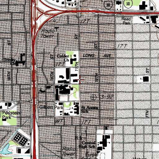 Topographic Map of Beaumont Police Department, TX