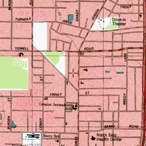 Topographic Map of Houston Police Department - Jensen Street, TX