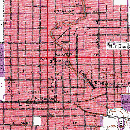 Topographic Map of Bay City Police Department, TX