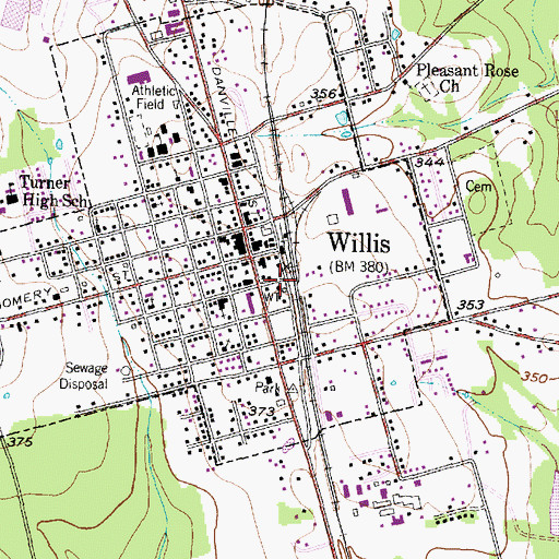 Topographic Map of Willis Police Department, TX