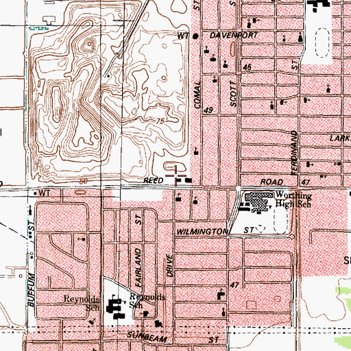 Topographic Map of Houston Police Department - Sunnyside, TX