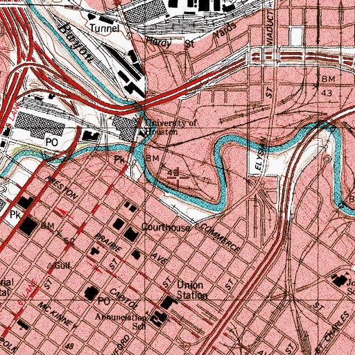 Topographic Map of Harris County Sheriff's Office, TX